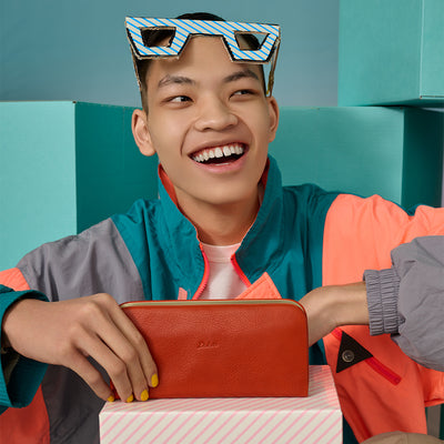 ＜ダコタ＞押し口長財布 角丸型/オレンジ