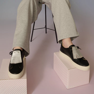 ＜ヌメリ＞シューキルト(メタリックレザー)/シルバー