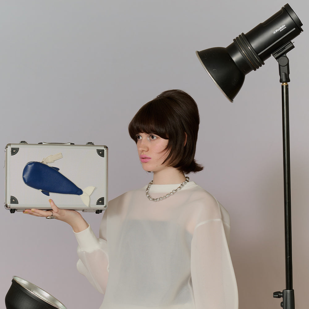 ＜ノムラセイサクショ＞くじらペンケース　（バイカラー）/ネイビー×ホワイト