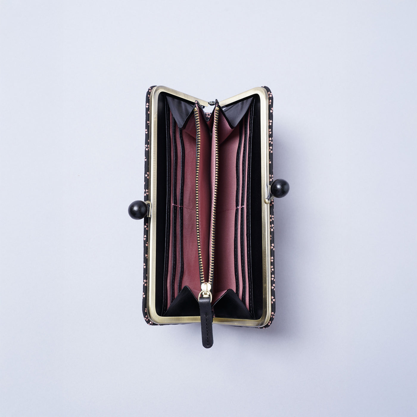 ＜kissora＞古都印傳 口金長夾/櫻花粉