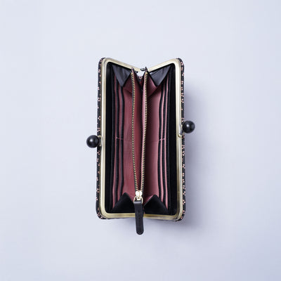 ＜kissora＞古都印傳 口金長夾/櫻花粉