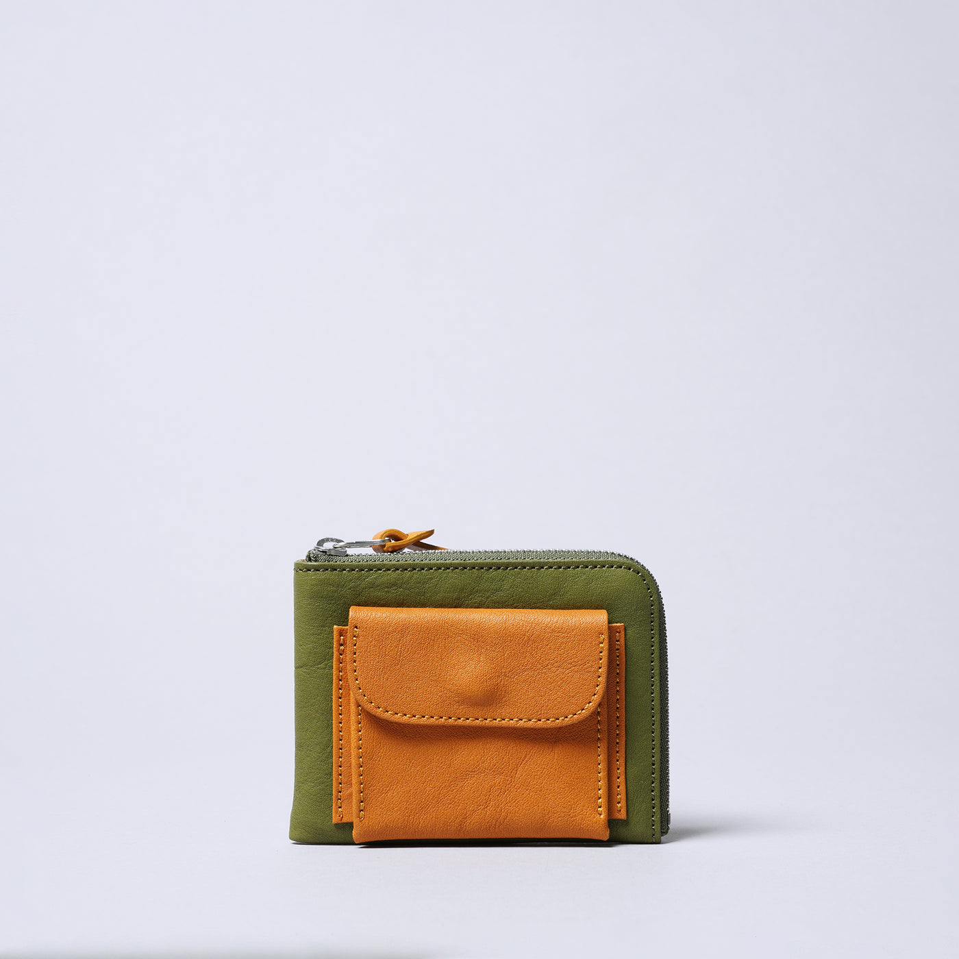 ＜numeri＞SOTTILE 迷你錢包 雙色拼色/綠色×黃色
