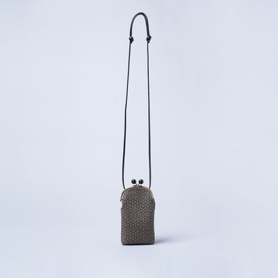 ＜kissora＞古都印傳 口金手機斜背包/瓢簞黑