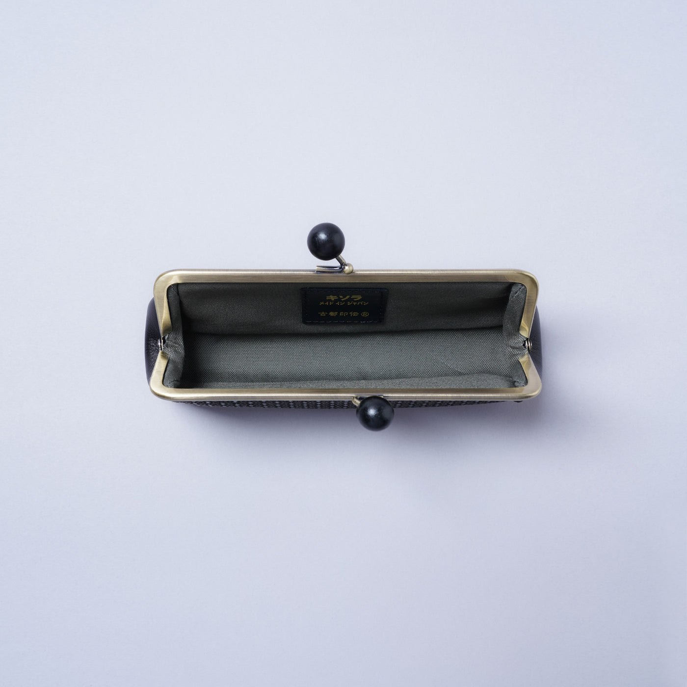 ＜kissora＞古都印傳 口金眼鏡盒/瓢簞黑