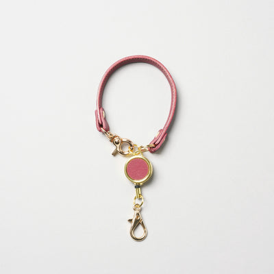 <lezali> Italian Leather Retractable Reel Key Holder / Rasberry