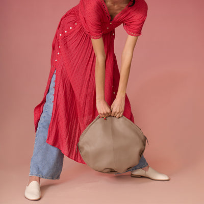 ＜ESTINE＞feel系列 牛皮兩用包/橡木色