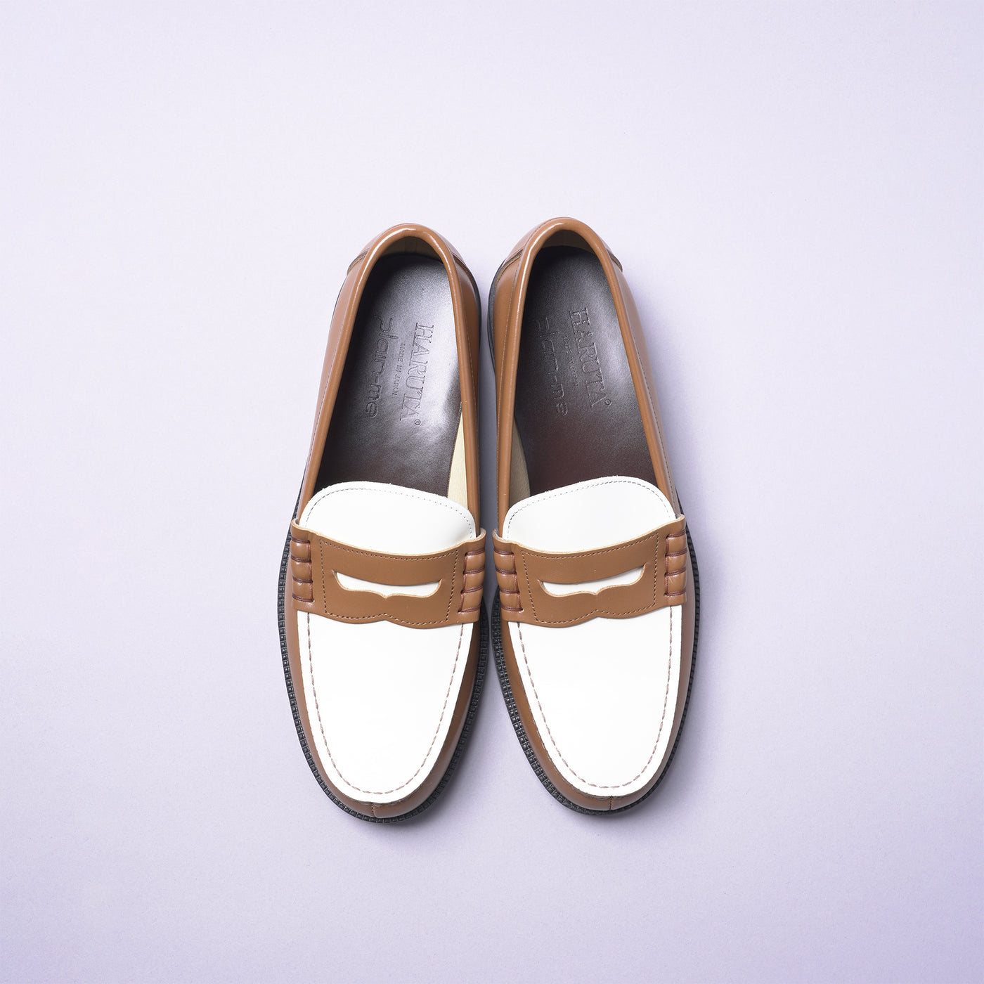 <HARUTA> teema special order plain me x HARUTA Combi Loafer / Light Brown x White