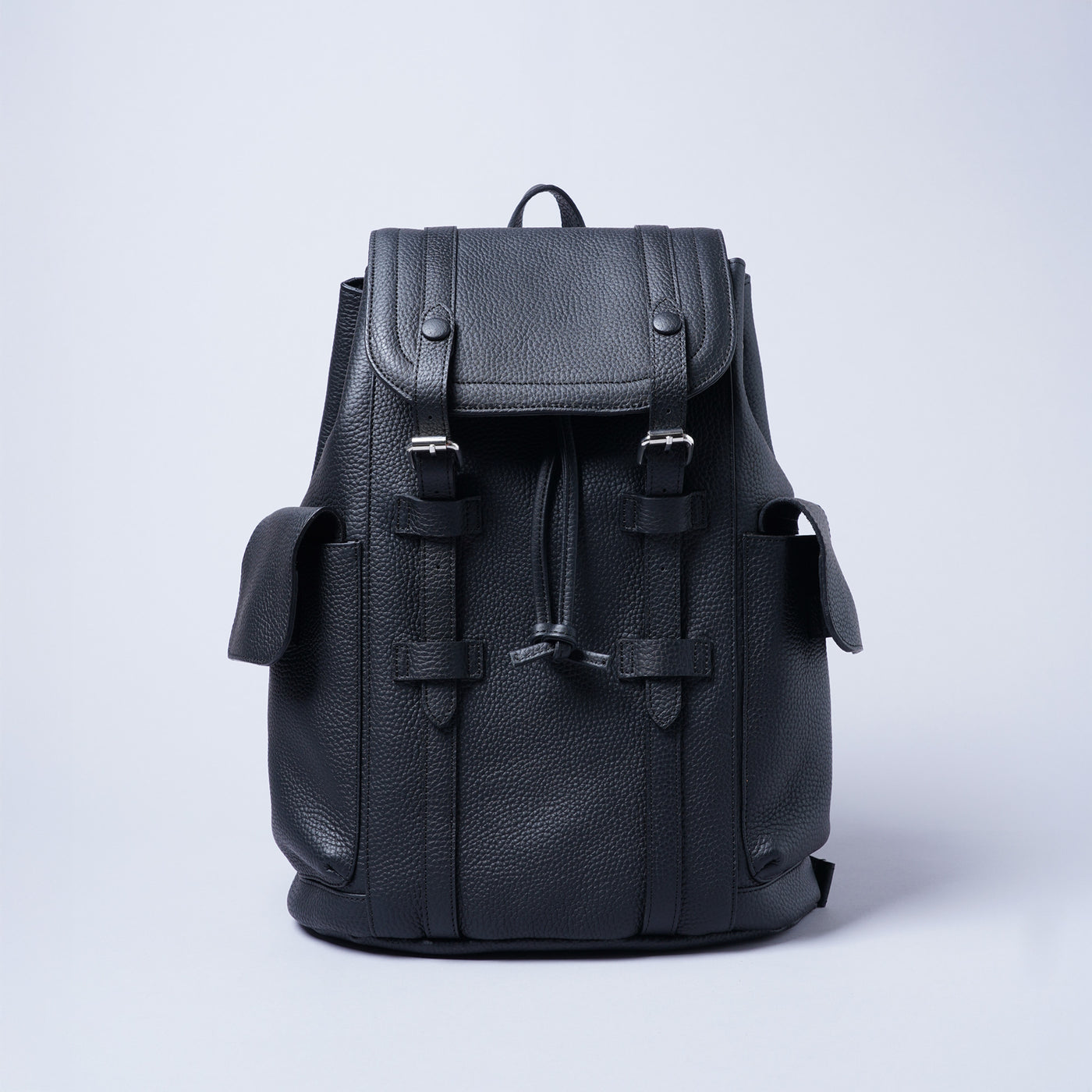 <LEZALI>  Embossed Leather Drawstring Day Backpack / Black