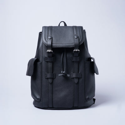 <LEZALI>  Embossed Leather Drawstring Day Backpack / Black