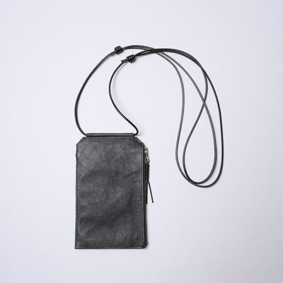 <SENTI FLATTER THE SENSES> Super Lightweight Dyneema Leather Travel Shoulder Bag / Black