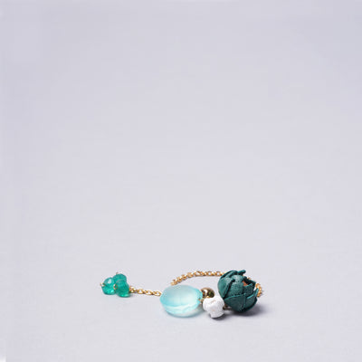 <Selieu> Chain RIng Stone 4 / Dark Green & White