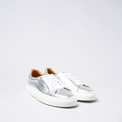 <TOSS> Chester Lace Up Leather Sneaker / Silver