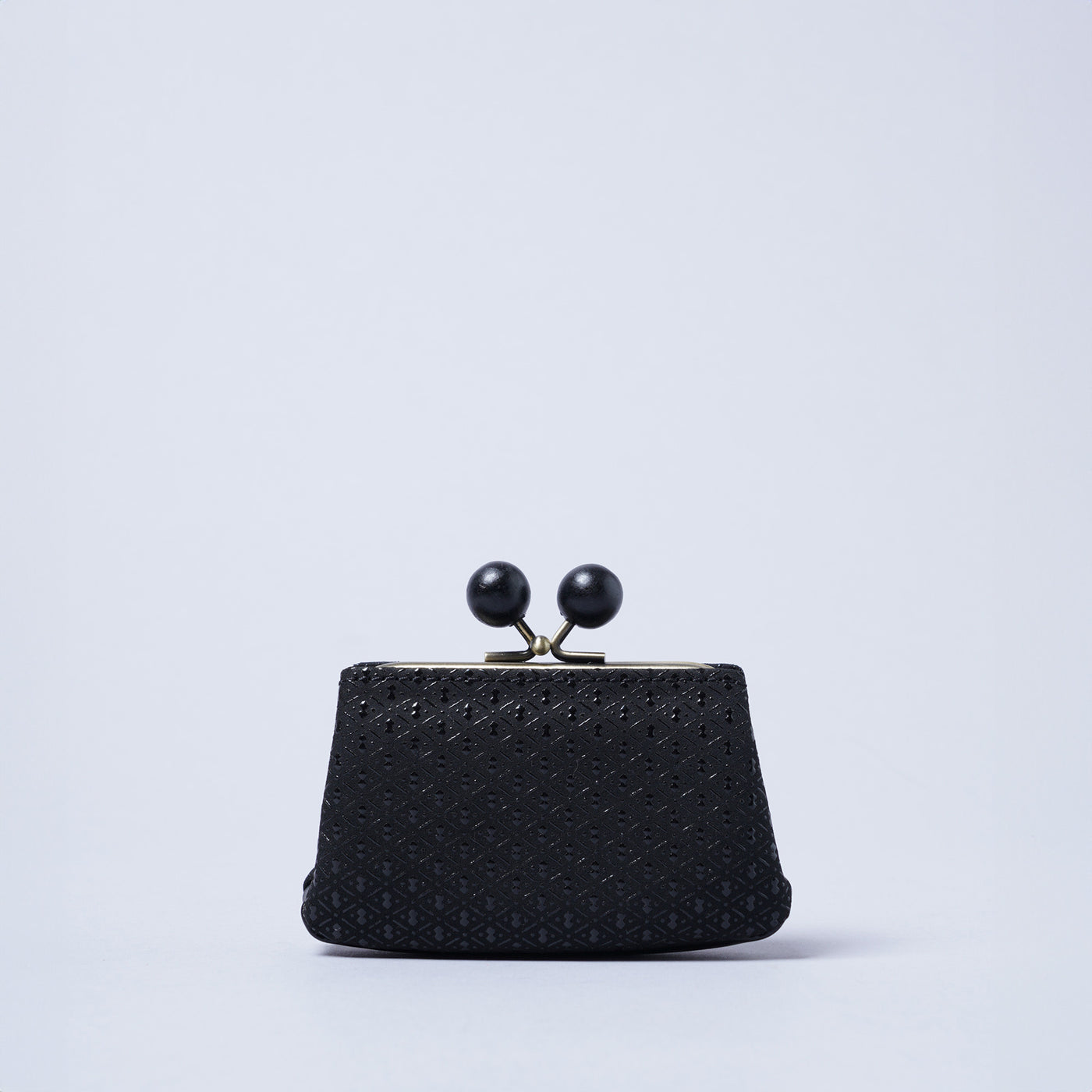 ＜kissora＞古都印傳 口金迷你錢包/瓢簞黑