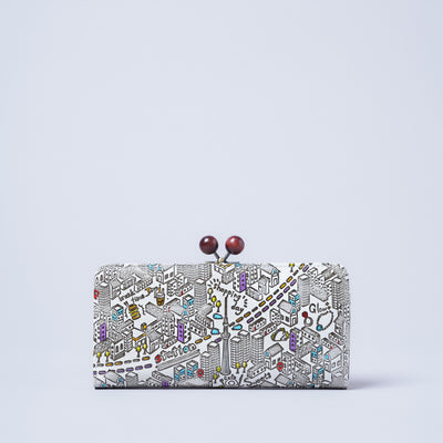 ＜kissora＞友禪文庫 口金長夾/TOKYO（白色）