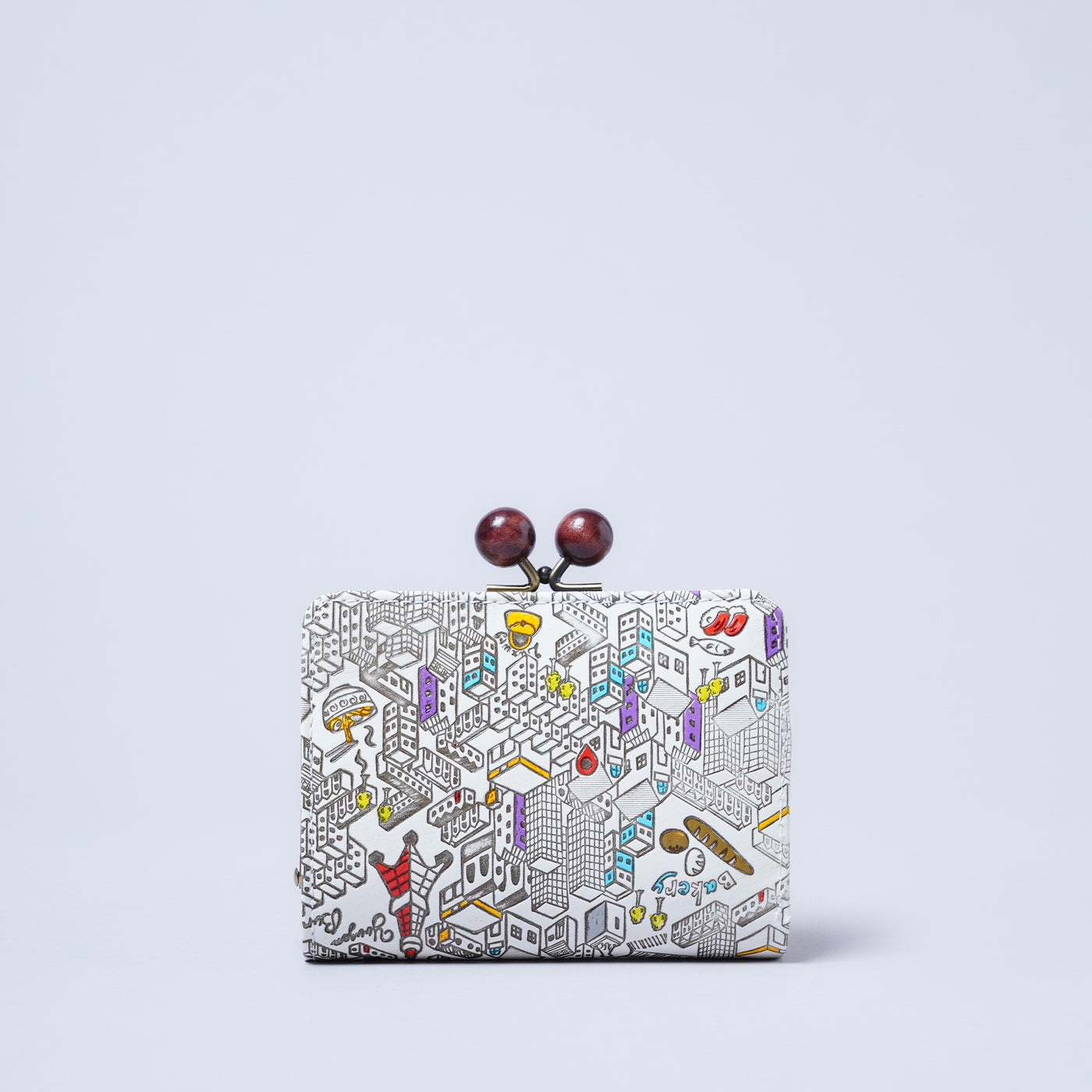 <kissora> Yuzen Bunko Kiss Lock Half Wallet / TOKYO (White)