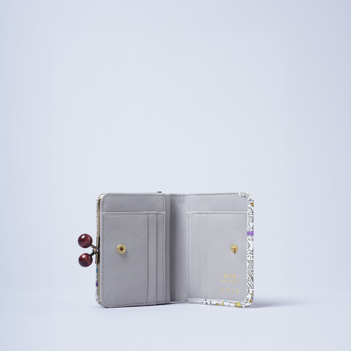 <kissora> Yuzen Bunko Kiss Lock Half Wallet / TOKYO (White)