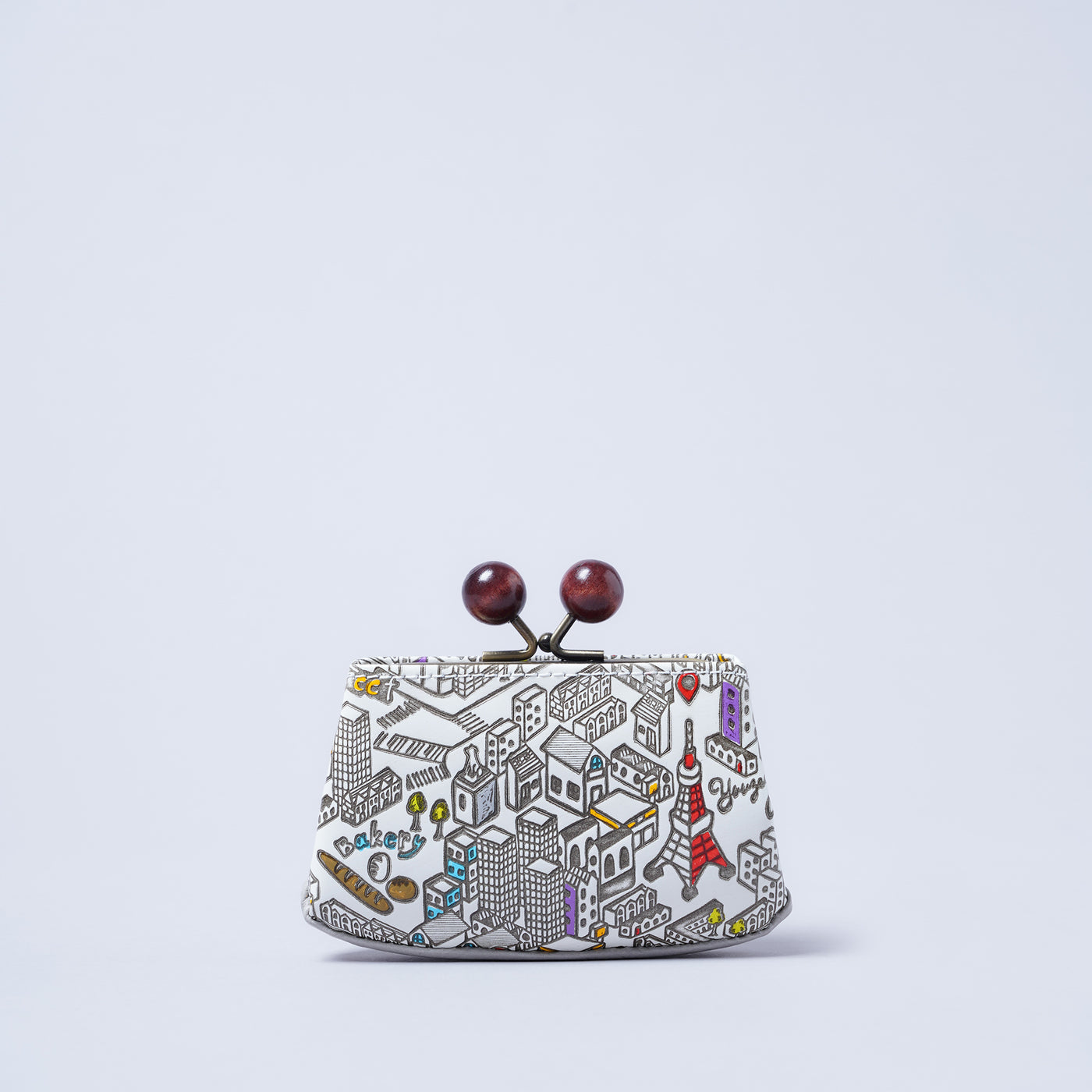 ＜kissora＞友禪文庫 口金迷你錢包/TOKYO（白色）