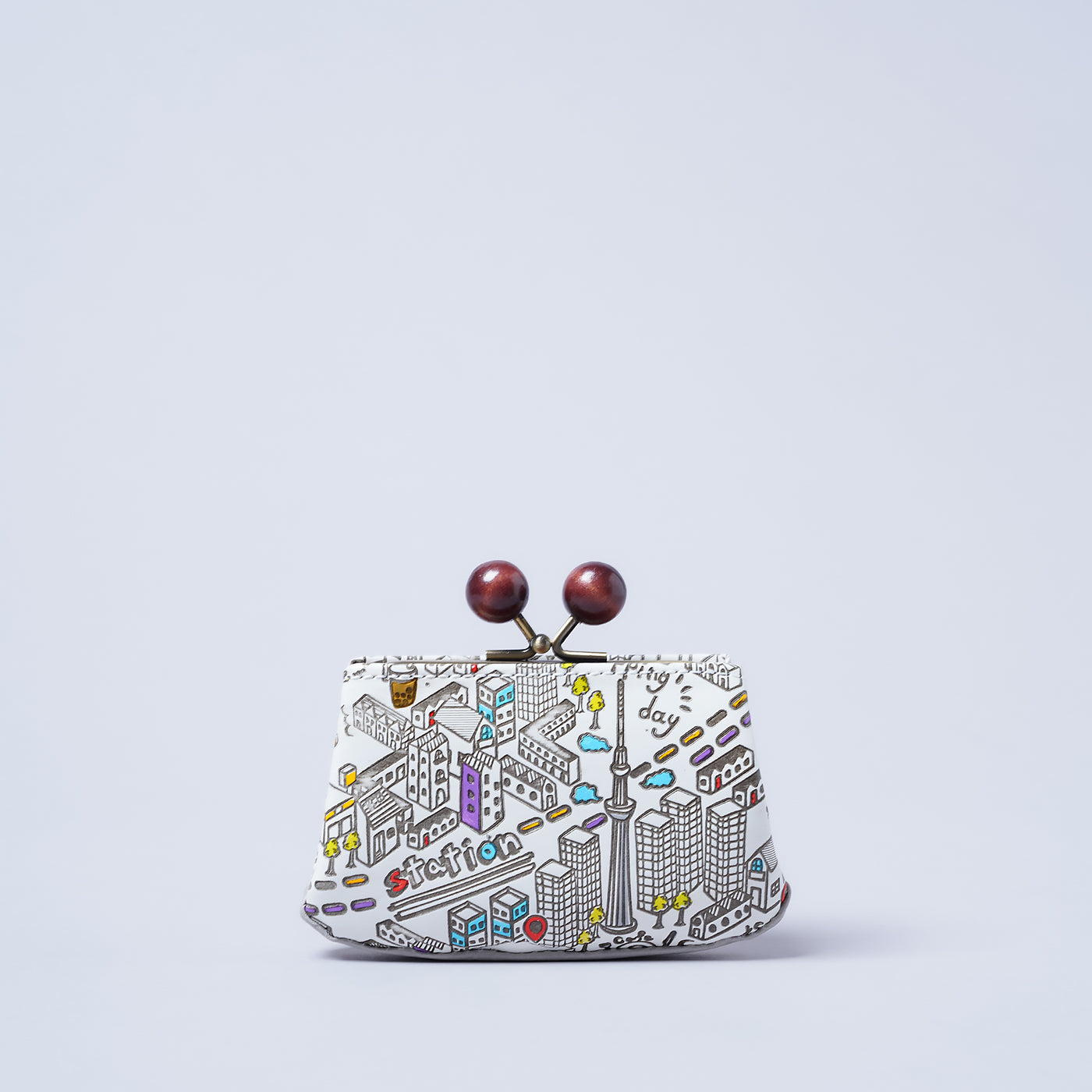 ＜kissora＞友禪文庫 口金迷你錢包/TOKYO（白色）