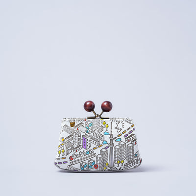 ＜kissora＞友禪文庫 口金迷你錢包/TOKYO（白色）