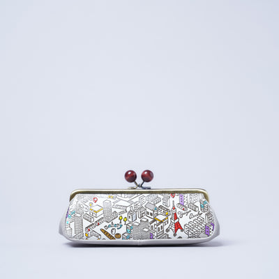 <kissora> Yuzen Bunko Kiss Lock Eyeglass Case / TOKYO (White)