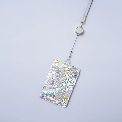 ＜kissora＞友禪文庫 證件套附伸縮繩/TOKYO（白色）