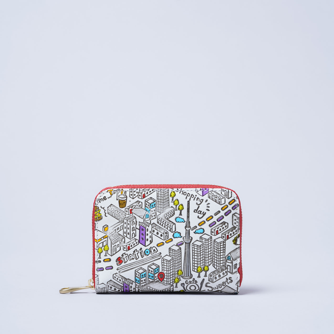 ＜kissora＞友禪文庫 RF零錢包/TOKYO（白色）