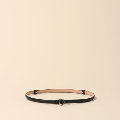 <Annak> Narrow free belt with hook buckle / dark brown