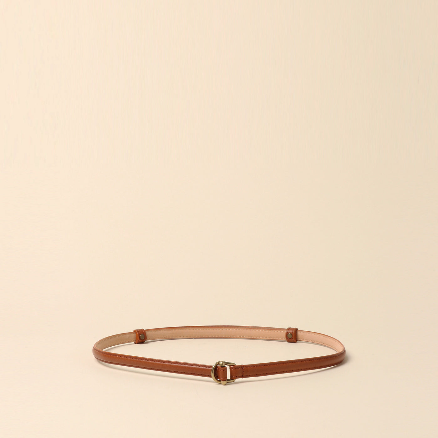 <Annak> Narrow free belt with hook buckle / dark brown