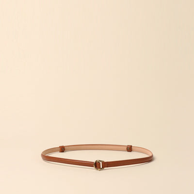 <Annak> Narrow free belt with hook buckle / dark brown