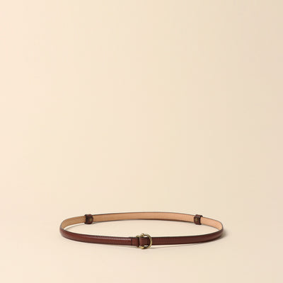 <Annak> Narrow free belt with hook buckle / dark brown