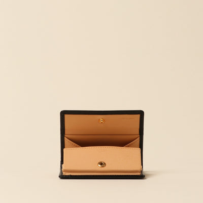 <CYPRIS> White Shirasagi leather box coin purse/dark brown