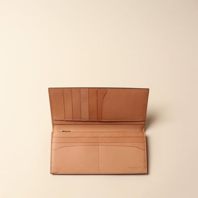 <FLATHORITY> Water-dyed oil cordovan long wallet with coin purse / Green