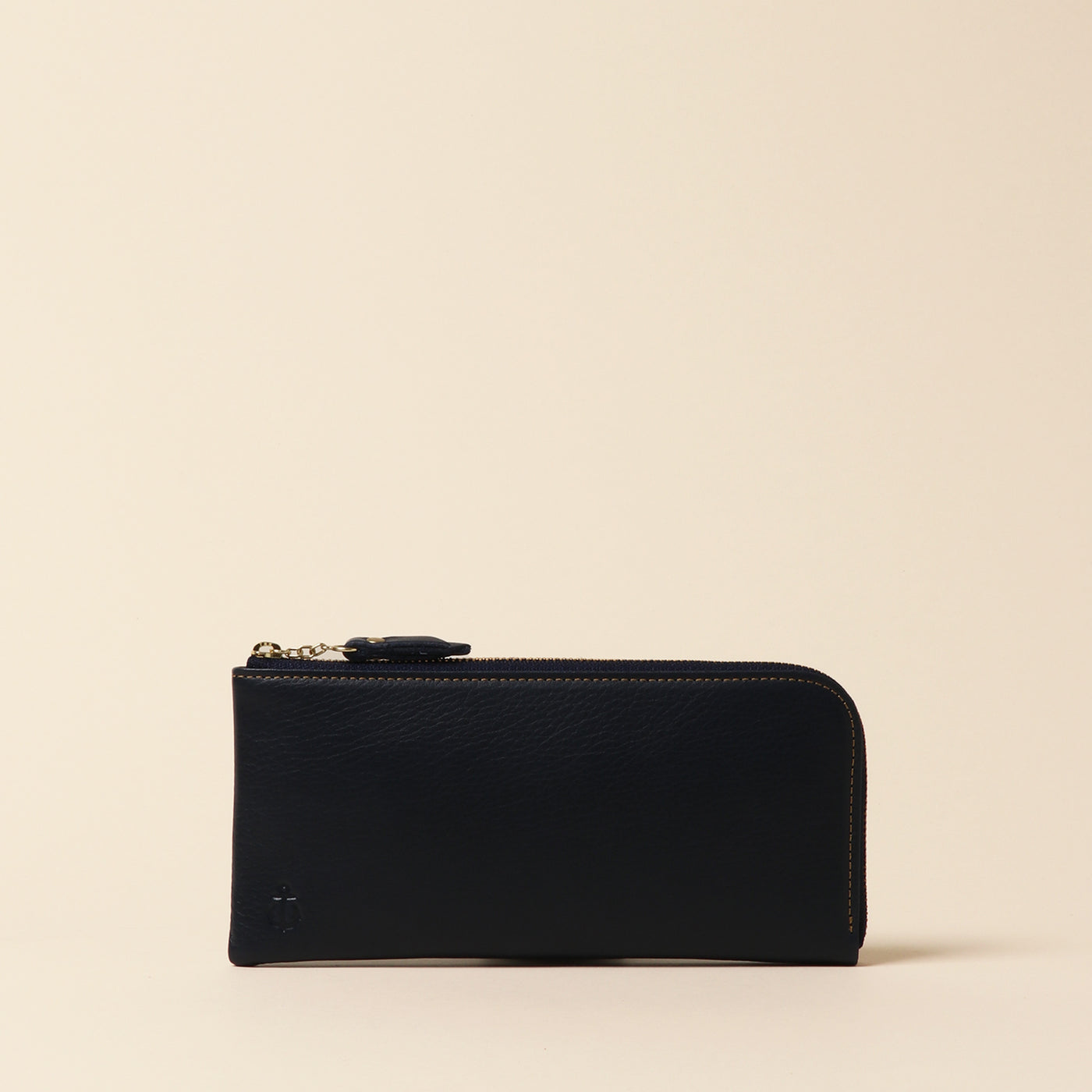 <Kiichi> Long wallet (L-shaped zipper) / Navy