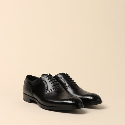 <Madras> Plain toe medallion/black